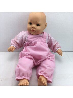 Cititoy Baby Doll Pink Overalls Plaid Shirt 200116” Soft Body Pre-Owned